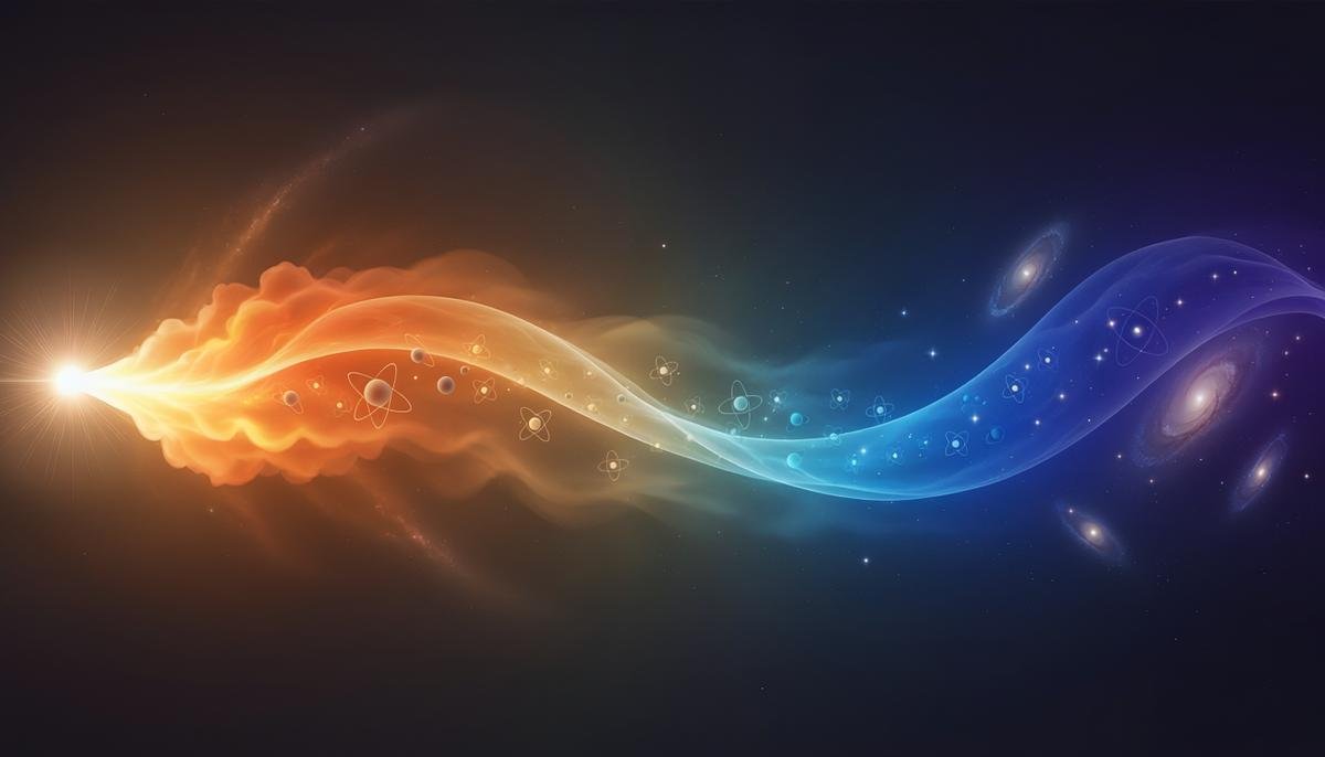 A ribbon of light from the Big Bang cooling from orange plasma into the first atoms, stars, and galaxies